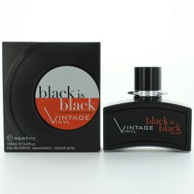 Black is Black Vintage Vinyl by NuParfums, 3.4 oz Eau De Toilette Spray for Men