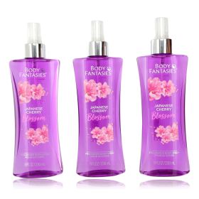 Japanese Cherry Blossom by Body Fantasies, 3 Pack 8 oz Fragrance Body Spray for Women