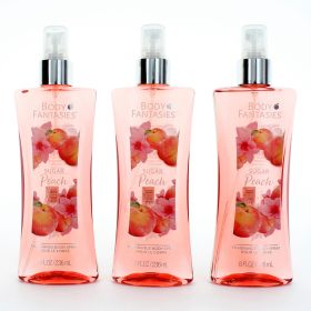 Sugar Peach by Body Fantasies, 3 Pack 8 oz Fragrance Body Spray for Women