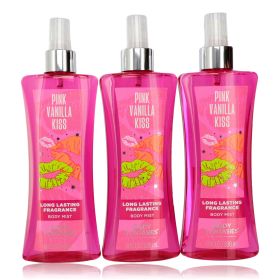 Pink Vanilla Kiss Fantasy by Body Fantasies, 3 Pack 8 oz Fragrance Body Spray for Women