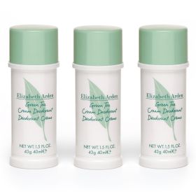 Green Tea by Elizabeth Arden, 3x1.5 oz (4.5 oz total) Cream Deodorant for Women
