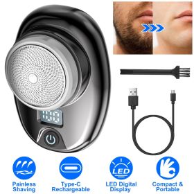 Portable Electric Shaver with LED Digital Display Type-C Rechargeable Electric Razor for Men Electric Beard Trimmer for Home Office Travel Car (Color: Black)
